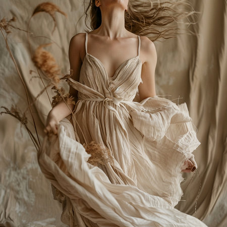 fashion interior photo of beautiful sensual woman with blond hair in elegant dressの素材