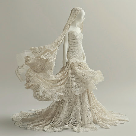 Wedding dress on a mannequin. 3d renderingの素材