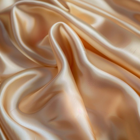 closeup of a satin fabric texture background with some folds in itの素材