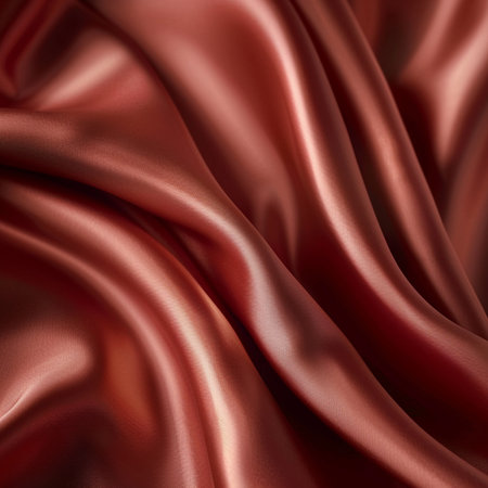 Smooth elegant brown silk or satin texture can use as backgroundの素材