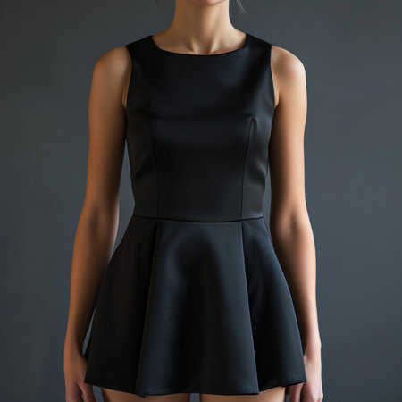 Fashion shot of a beautiful young woman in black dress with a glass of red wine.の素材