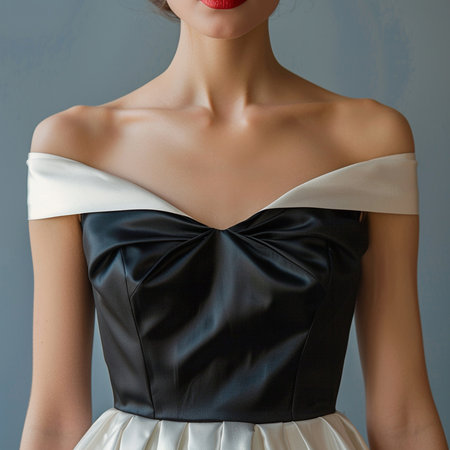 Part of the body of the girl in a black and white dress.の素材