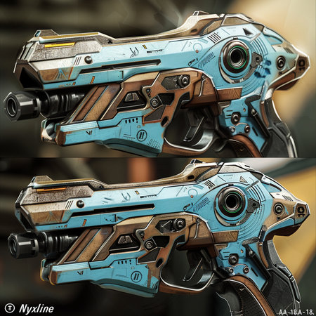 3D rendering of a brand-less generic concept of a gun.の素材