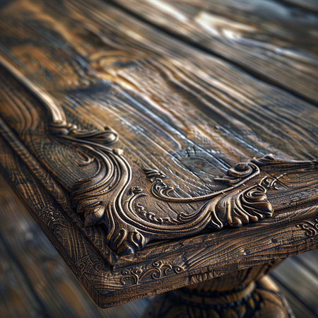 Old wooden table. Wood texture. Close up. Selective focus.の素材