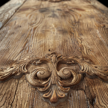 Wooden texture with floral pattern in the form of spirals.の素材