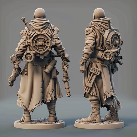 3d rendering of a pair of soldiers with weapons and armor.の素材