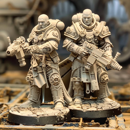 WarConcept. Two toy soldiers on the background of the battle scene.の素材