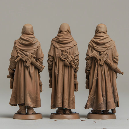 Three statues of jesus christ in a row isolated on white backgroundの素材