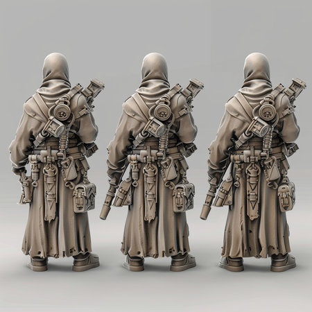 3d rendering of a group of soldiers with guns in their handsの素材