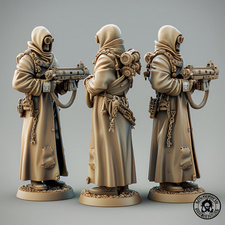 3d rendering of a group of medieval warriors with guns in their handsの素材