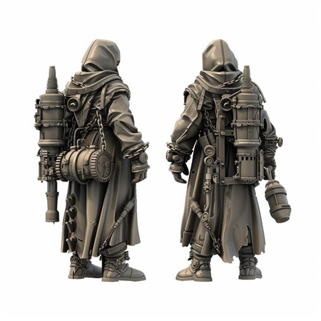 3d rendering of two soldiers in military uniforms isolated on white backgroundの素材