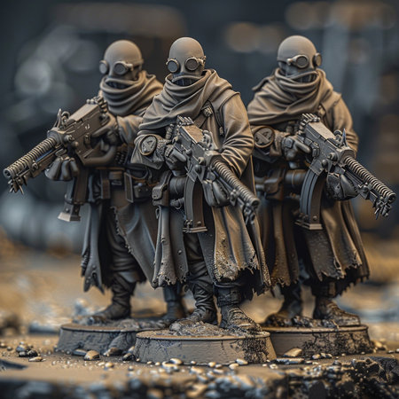 WarConcept. Military silhouettes fighting scene on war fog sky background,の素材