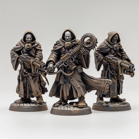 Terracotta soldiers with machine gun on white background, isolatedの素材