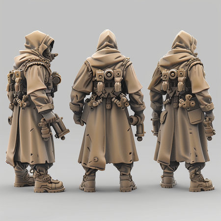 3D rendering of a group of soldiers in military uniforms with weaponsの素材