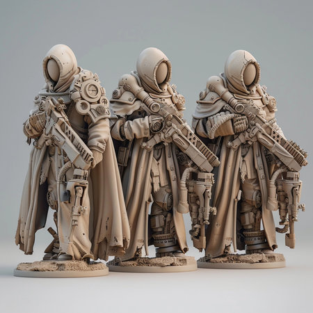 3d render of a group of soldiers in space suit with gunsの素材