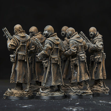 Medieval figures on a dark background, close-up, selective focusの素材