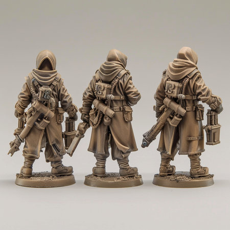 Three soldiers in the form of soldiers from the Second World War.の素材