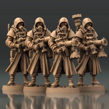 3D Illustration of a Group of Military Soldiers in the Desertの素材