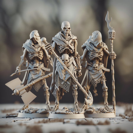 Medieval battle scene with knight and warrior. Selective focus.の素材