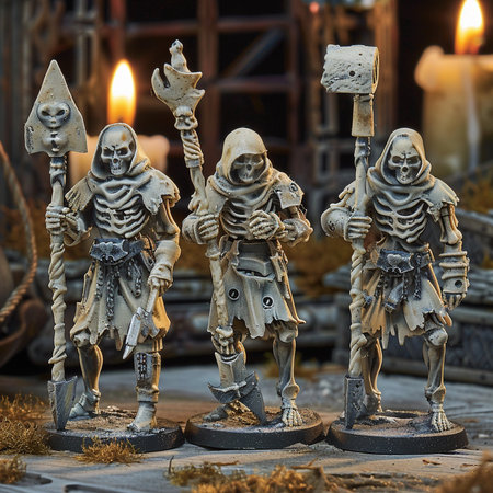 Sculptures of soldiers in the cemetery. Halloween. Selective focus.の素材