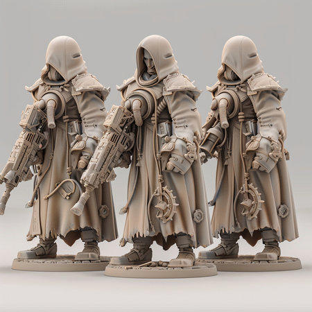 3d rendering of a group of soldiers with guns in their handsの素材