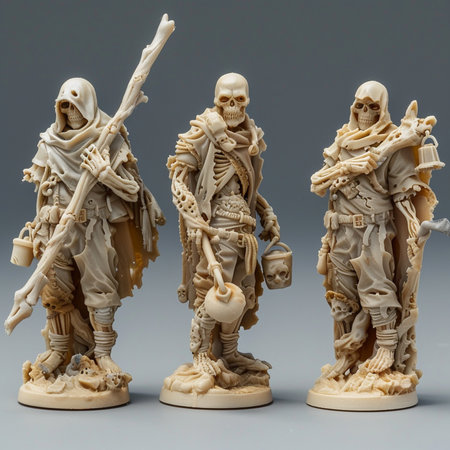 Sculptures of soldiers in the style of the Middle Agesの素材