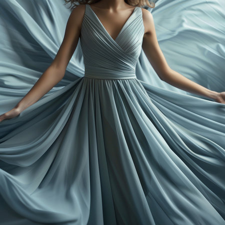 Fashion art photo of a beautiful woman in a long evening dressの素材