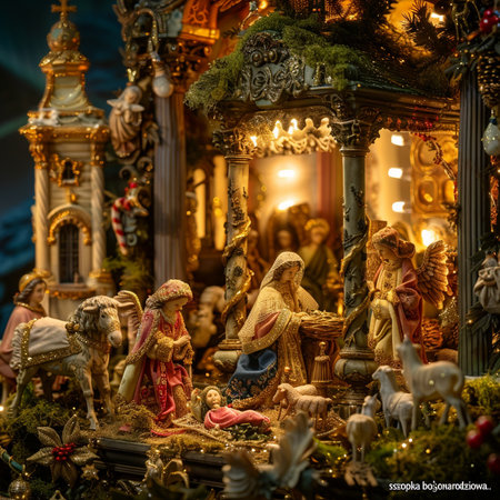 Christmas native scene with holy family, Jesusand Josephの素材