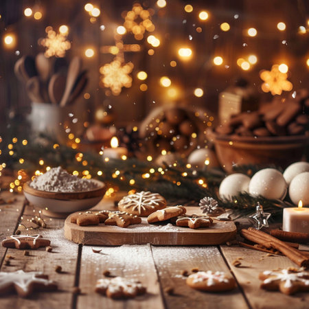 Christmas tree with gifts in modern interior with large window. 3D Renderingの素材