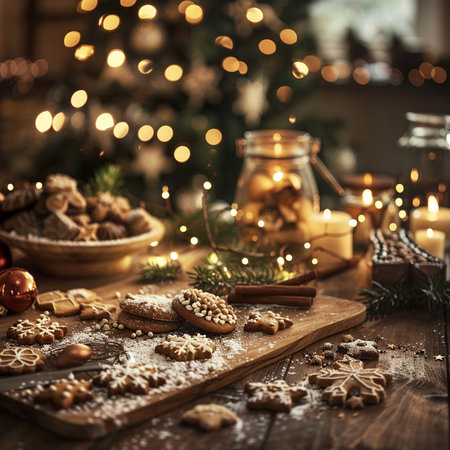 Christmas cookies on a wooden table. Selective focus. Holiday.の素材