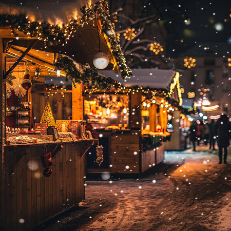Christmas market in the old town of Tallinn, Estonia at night.の素材