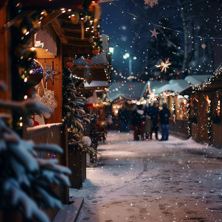 Christmas market in Riga, Latvia. Festive decoration on the streets.の素材