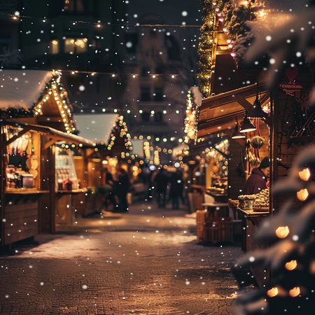 Christmas market in the old town of Tallinn, Estonia at night.の素材