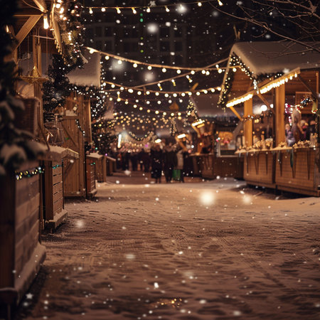 Christmas market in Vilnius, Lithuania on a winter night.の素材