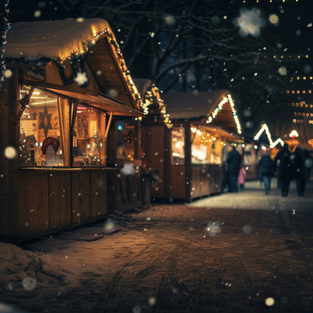 Christmas fair in the old town of Riga, Latvia. Christmas market at night.の素材
