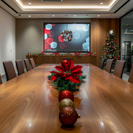 Christmas and New Year decoration in modern meeting room. 3D renderingの素材