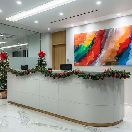 Interior of modern office with reception desk.の素材