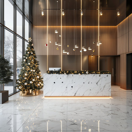 Christmas tree in the interior of the living room. 3D renderingの素材