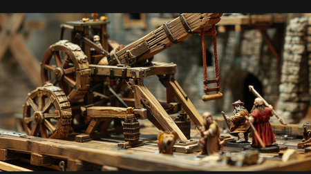 Medieval wooden toys for children and adults. Selective focus.の素材