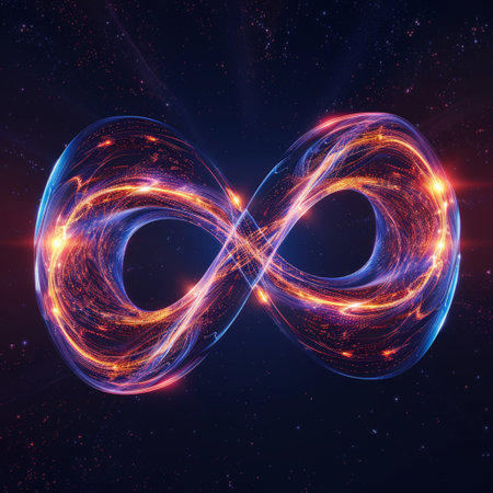 Futuristic infinity symbol, 3D rendering. Computer digital drawing.の素材