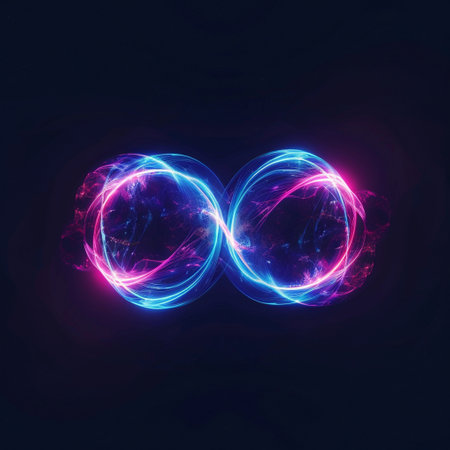 Glowing infinity symbol, computer generated abstract background, 3D renderingの素材