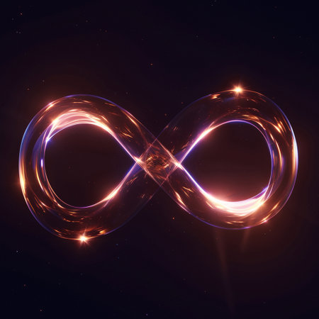 Glowing infinity symbol, computer generated abstract background, 3D renderingの素材