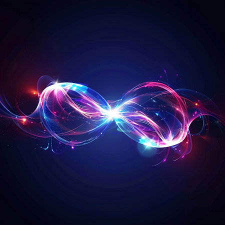 Abstract background with glowing lines and particles. Vector illustration for your designの素材