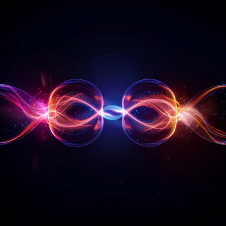 Abstract background with glowing particles and lines. Vector illustration for your designの素材