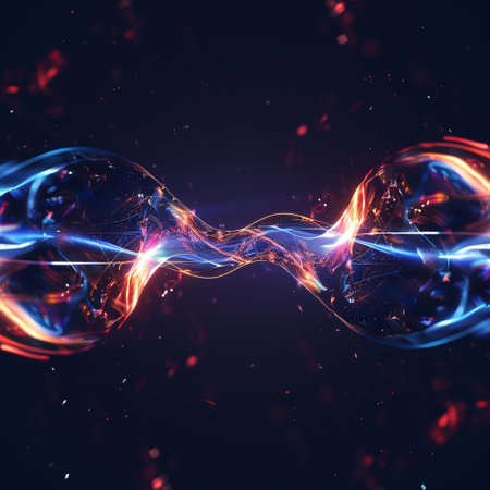 3d rendering of abstract fractal background with glowing particles in spaceの素材