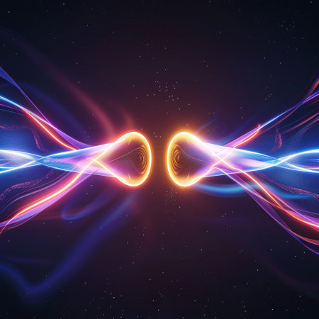 Neon abstract background with lines and waves. 3d illustration.の素材