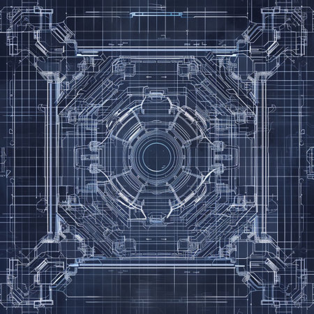 3d render of abstract architectural background with gear wheel. Futuristic technology style.の素材