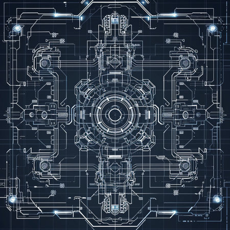 Abstract technological background with cogwheels and other elements. 3D Renderingの素材