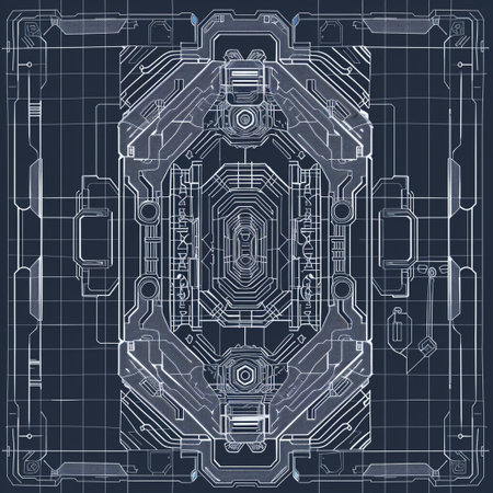 Mechanical engineering drawing on blue background. Computer aided design systems.の素材
