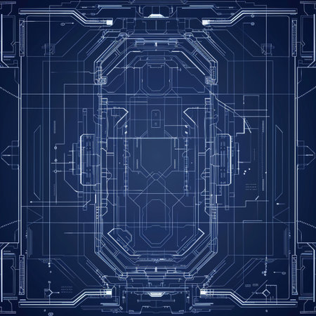 Abstract technical drawing on a blue background. Vector technical drawing of a circuit board.の素材